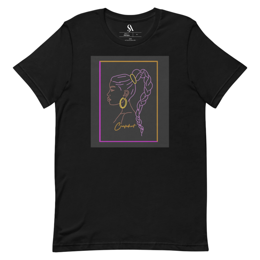  "You are Confident!"-Short Sleeve-Unisex T-shirt-Purple on Black image 1