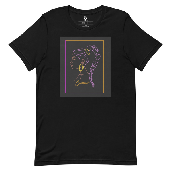  "You are Confident!"-Short Sleeve-Unisex T-shirt-Purple on Black image 1