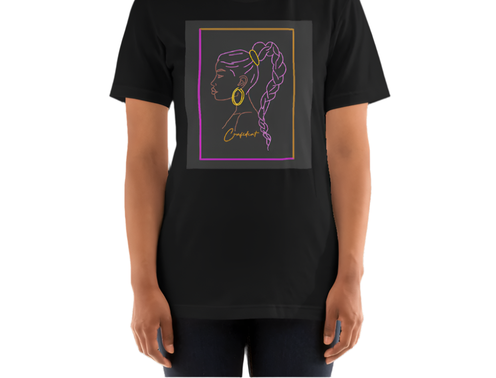  "You are Confident!"-Short Sleeve-Unisex T-shirt-Purple on Black image 1