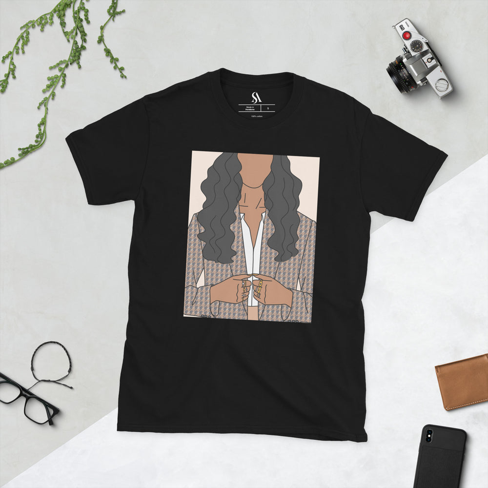 "Biz Sis!" Short-Sleeve Unisex T-Shirt-Brown image 5