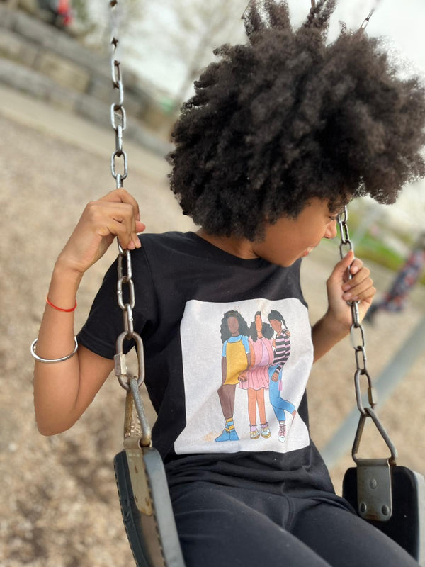 "We are Girls!"-Youth Short Sleeve T-Shirt-Cream on Black